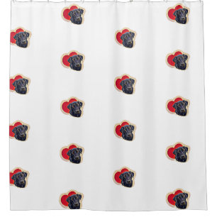 Rideaux De Douche Black PopArt Labrador Retriever Heart Digital