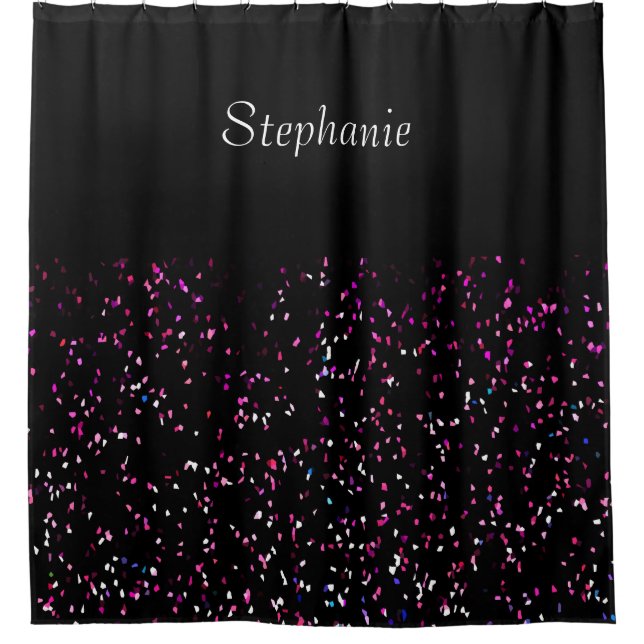 Rideaux De Douche Black Purple Blue Motifs Nom Filles Baby Nursery (Devant)