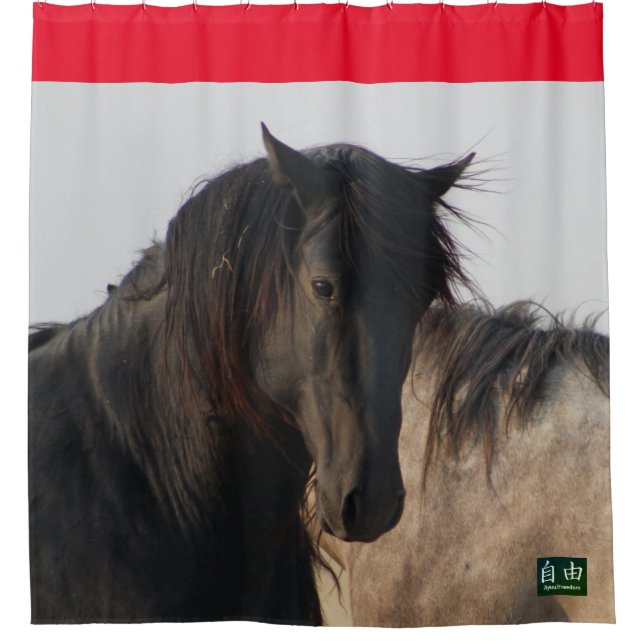 RIDEAUX DE DOUCHE BLACK STALLION WILD HORSE MAGEE DOUCHE CURTAINE (Devant)