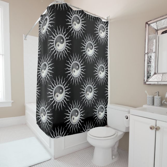 Rideaux De Douche Black Starburst Yin Yang (En situation)