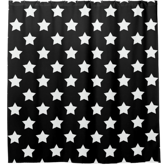 Rideaux De Douche Black White Stars Motif Décor (Devant)