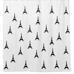 Rideaux De Douche Blanc de noir de Tour Eiffel de Paris