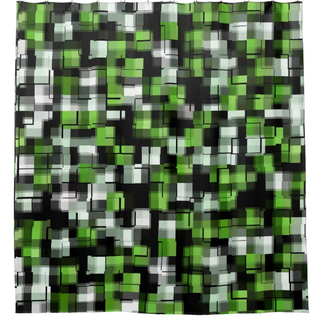 Rideaux De Douche Blanc noir vert (Devant)