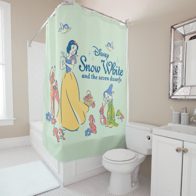 Rideaux De Douche Blanche neige et Dopey avec ses amis (En situation)