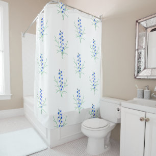 Rideaux de douche blancs aux jacinthes