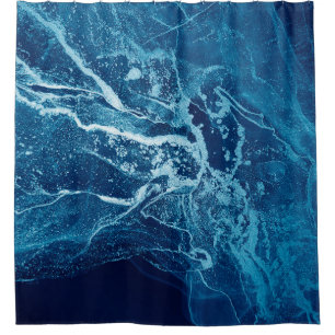 Rideaux De Douche Bleu Abstrait. Bleu et blanc Blots. Effacer w