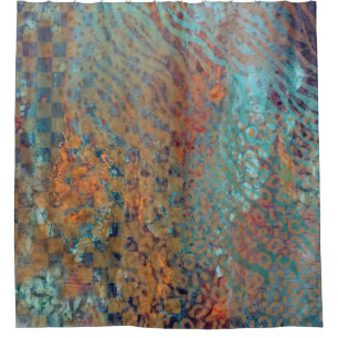 Rideaux De Douche  Bleu Abstrait Mélange Animal Et Peau Zébrée 