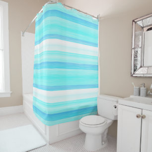 Rideaux De Douche Bleu Aqua Turquoise Ocean Frais Rayures Aquarelle