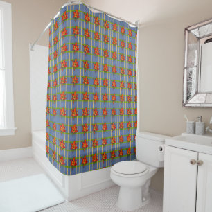 Rideaux De Douche Bleu avec Amaryllis