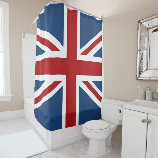 Rideaux De Douche Bleu blanc rouge de drapeau BRITANNIQUE classique (En situation)