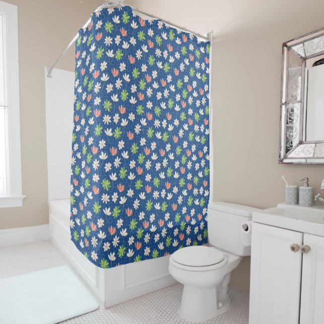 Rideaux De Douche Bleu Charming Ditsy Floral (En situation)