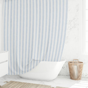 Rideaux De Douche Bleu clair blanc côtier rayé scandinave délavé