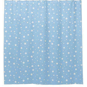 Rideaux De Douche Bleu clair et étoiles blanches Ciel céleste