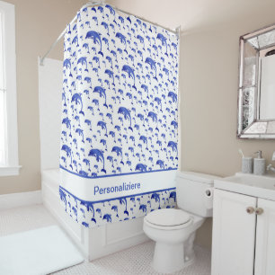 Rideaux De Douche bleu,dauphin, poisson, nature, aquatique, concepti