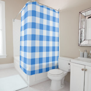 Rideaux De Douche Bleu et blanc En vichy Plaid À damiers Motif