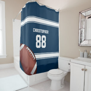 Rideaux De Douche Bleu et blanc Stripes Jersey Football