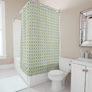 Rideaux De Douche Bleu et jaune joli carrelage portugais motif