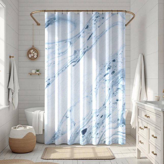 Rideaux De Douche Bleu-gris marbre tourbillons arrière - plan (Créateur téléchargé)