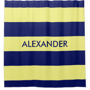 Rideaux De Douche Bleu marine gras H rayure #3 monogramme