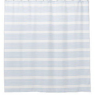 Rideaux De Douche Bleu pâle et blanc cinq bandes motif