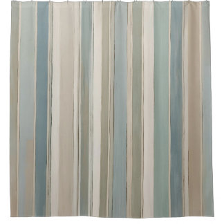 Rideaux De Douche Bleu Poussiéreux Teal Sage Beige Rayure