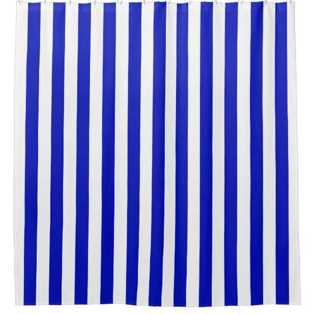 Rideaux De Douche Bleu royal Blancs verticaux NL #0 (Devant)