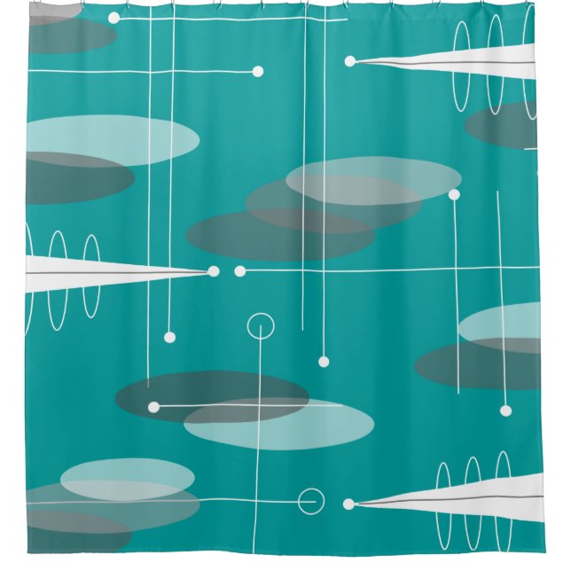 Rideaux De Douche Bleu turquoise abstrait d'ovales modernes de la (Devant)