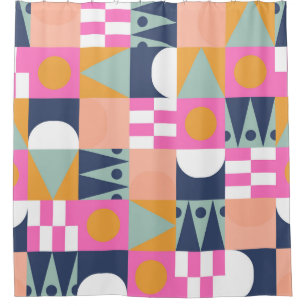Rideaux De Douche Bloc de couleur africain, motif géométrique.