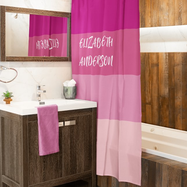 Rideaux De Douche Blocage de couleur rose, bande horizontale (Créateur téléchargé)
