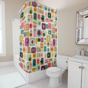 Rideaux De Douche Blocs de couleurs RETRO milieu de siècle moderne g
