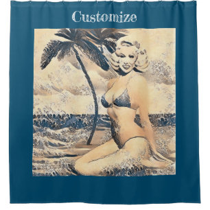 Rideaux De Douche Blonde Kneeling Modèle de bikini Thunder_Cove