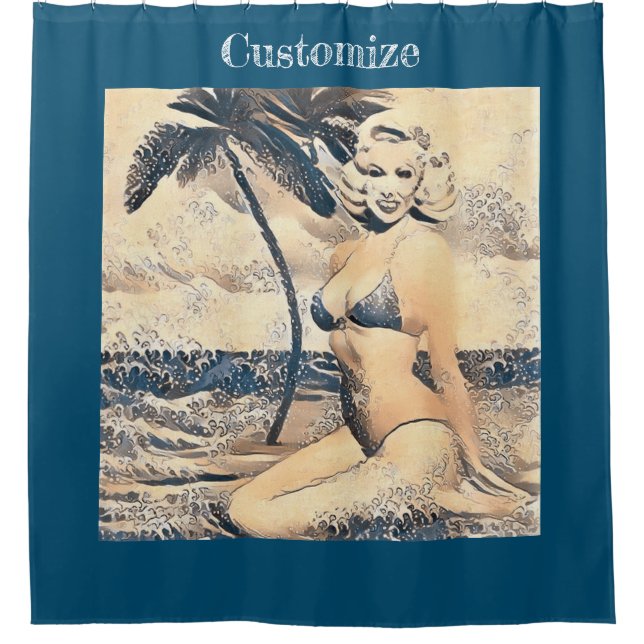 Rideaux De Douche Blonde Kneeling Modèle de bikini Thunder_Cove (Devant)