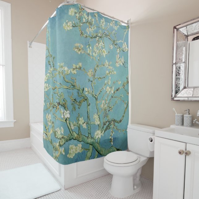 Rideaux De Douche Blossoms d'amandes par Vincent Van Gogh (En situation)