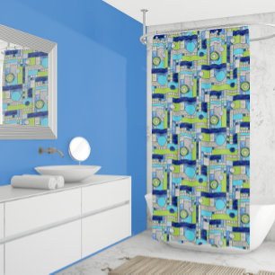 Rideaux De Douche Blue Green Art Deco