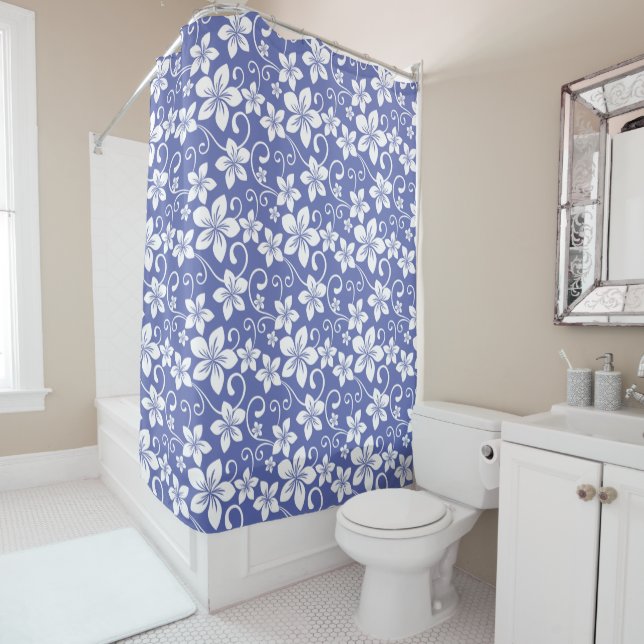 RIDEAUX DE DOUCHE BLUE HAWAII (PERIWINKLE) (En situation)