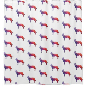 Rideaux De Douche Blue Heeler Chien race Silhouette Geo Purple