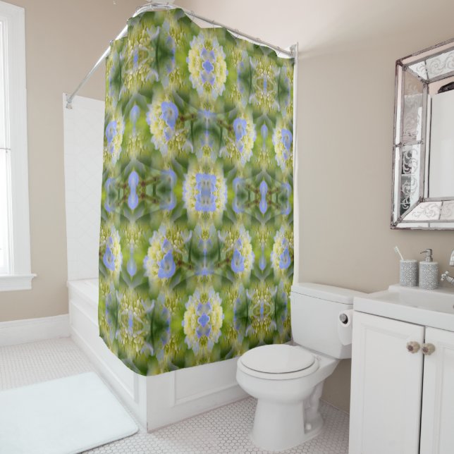 Rideaux De Douche Blue Hydrangea Fleur Abstraite Nature (En situation)