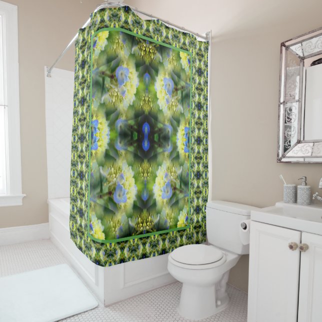 Rideaux De Douche Blue Hydrangea Flower Abstrait (En situation)
