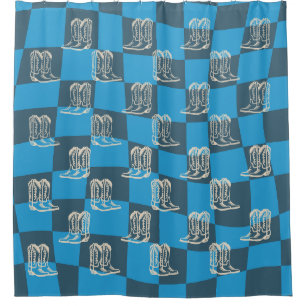 Rideaux De Douche Blue Moderne bottes de cowboy occidental