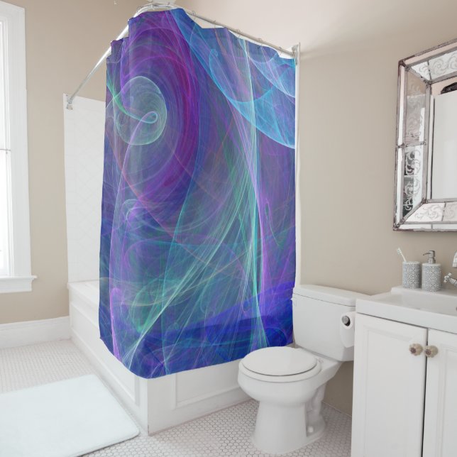 Rideaux De Douche Blue Purple Turquoise Airy Abstraction (En situation)