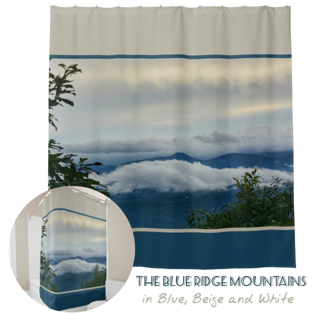 Rideaux De Douche Blue Ridge Mountains Range Taupe photographique (Créateur téléchargé)