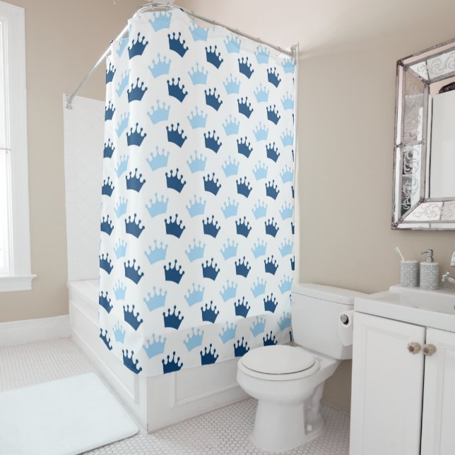 Rideaux De Douche Blue Royal Crowns Fairytale Prince Storybook (En situation)