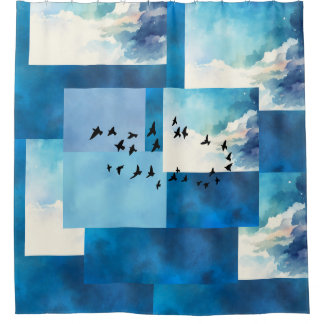 Rideaux De Douche Blue Sky Birds Design Douche Rideaux