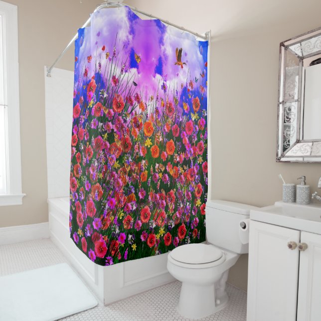 Rideaux De Douche Blue Sky Cloud Angel (En situation)
