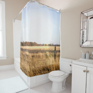 Rideaux De Douche Blue Sky Rustic Country Field