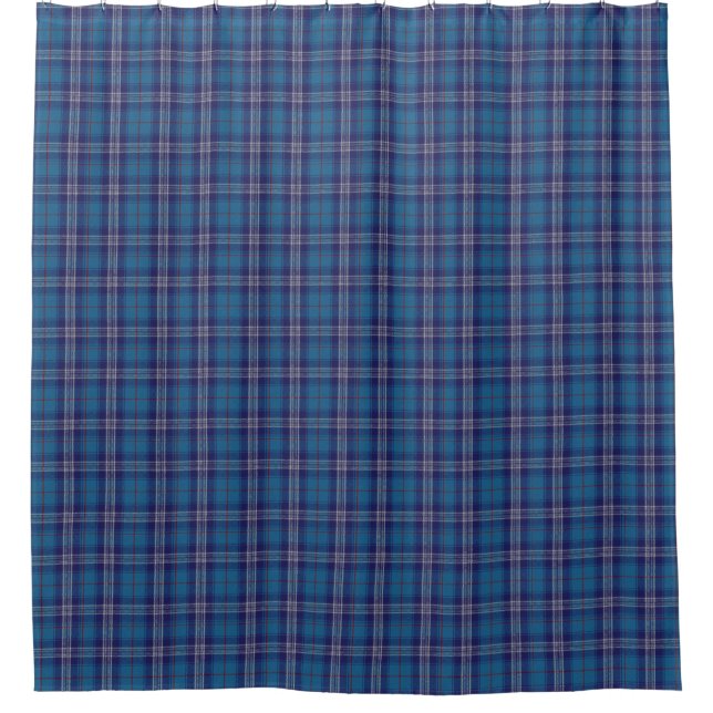 Rideaux De Douche Blue Tartan Plaid Scottish Kilt (Devant)