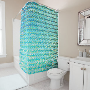 Rideaux De Douche Blue Turquoise Étincelle Océan Mermaid Waves Motif