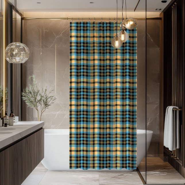 Rideaux De Douche Blue & Yellow Tartan Shower Curtain Man Gift Pick (Blue & Yellow Tartan Shower Curtain Man Gift Pick)