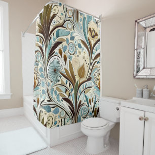 Rideaux De Douche Blues et Browns botaniques