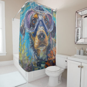 Rideaux De Douche Bluetick Coonhound Dog Plongée sous-marine